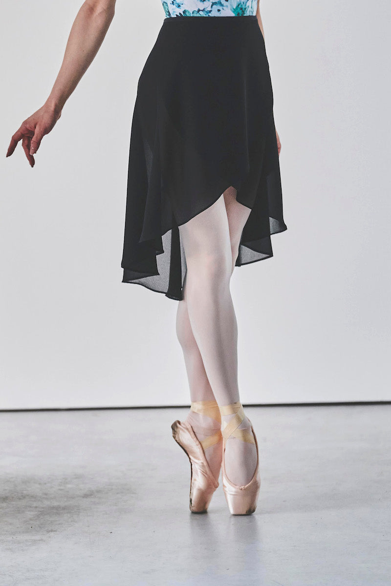 black ribbon wrap skirt / black