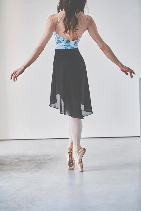 black ribbon wrap skirt / black