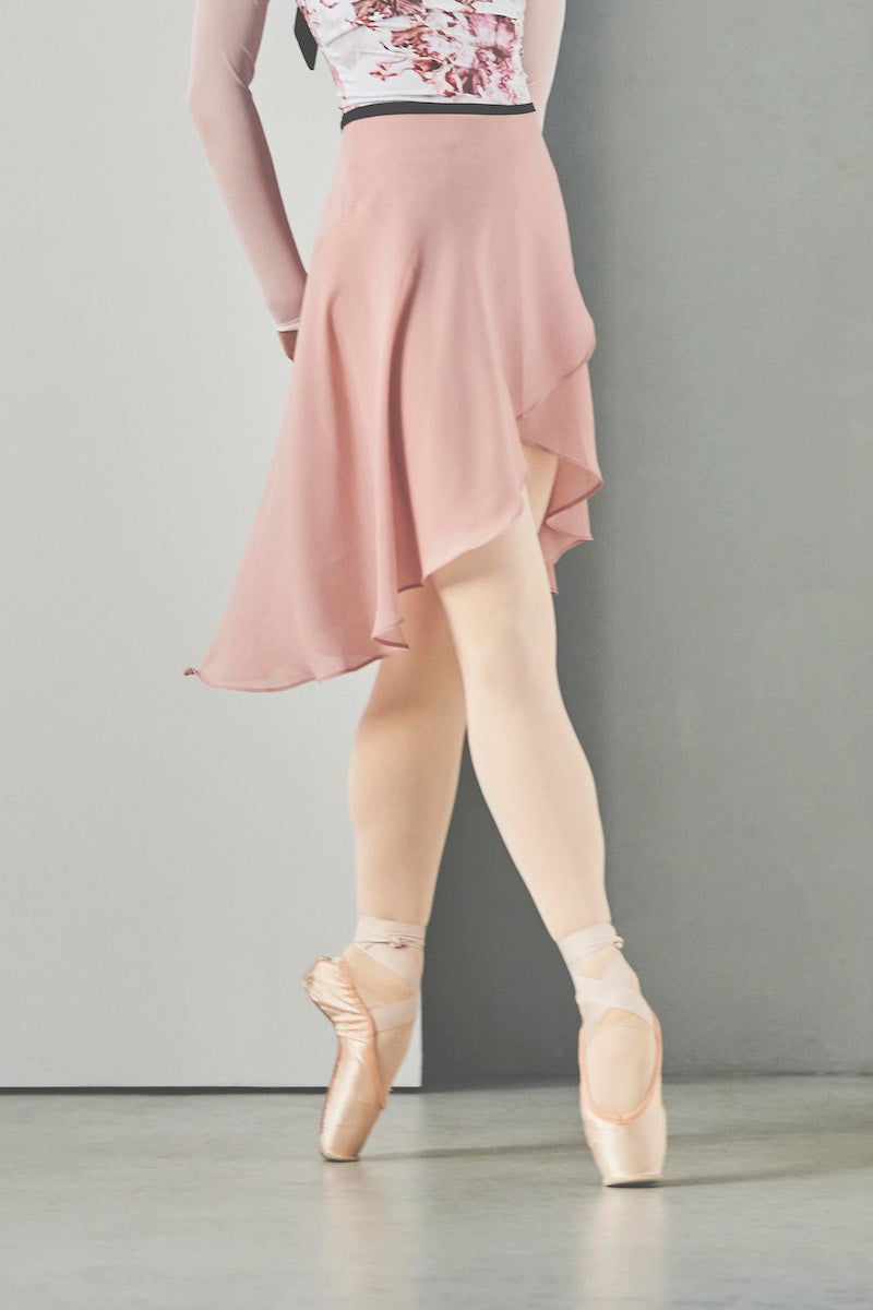 black ribbon wrap skirt / dusty pink