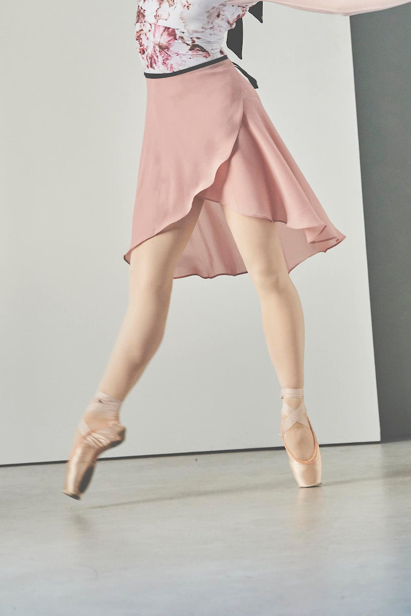 black ribbon wrap skirt / dusty pink