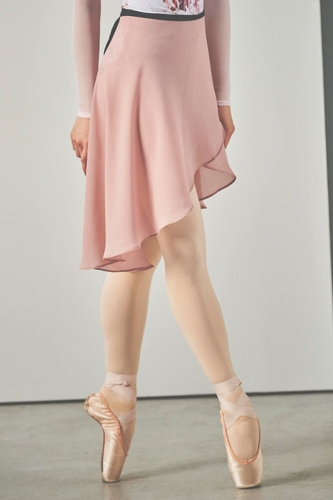 black ribbon wrap skirt / dusty pink
