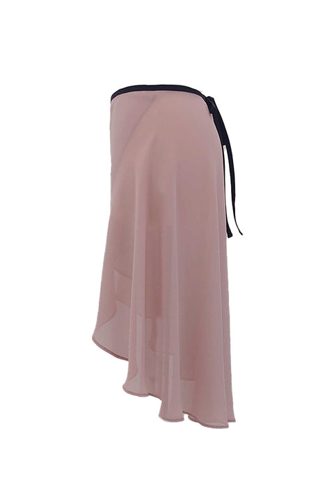 black ribbon wrap skirt / dusty pink