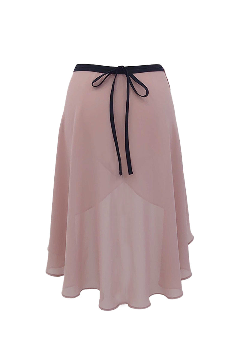 black ribbon wrap skirt / dusty pink