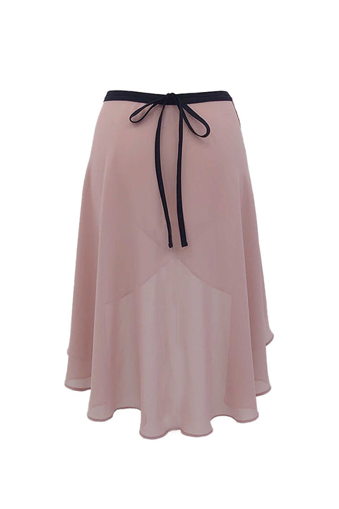 black ribbon wrap skirt / dusty pink