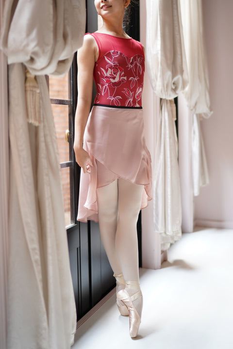 black ribbon wrap skirt / dusty pink