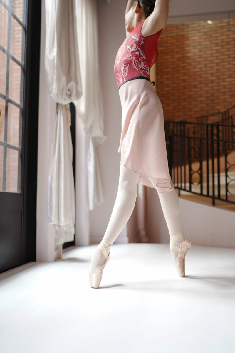 black ribbon wrap skirt / dusty pink
