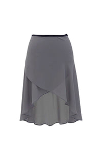 black ribbon wrap skirt / gray
