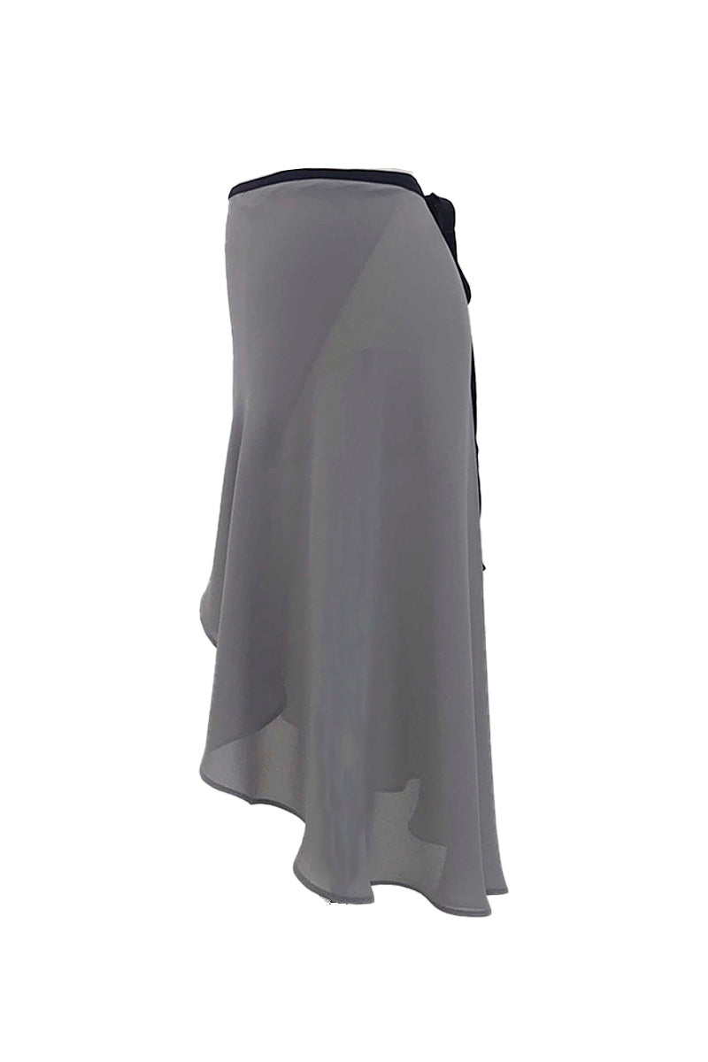 black ribbon wrap skirt / gray