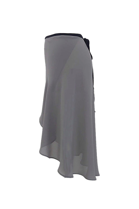 black ribbon wrap skirt / gray