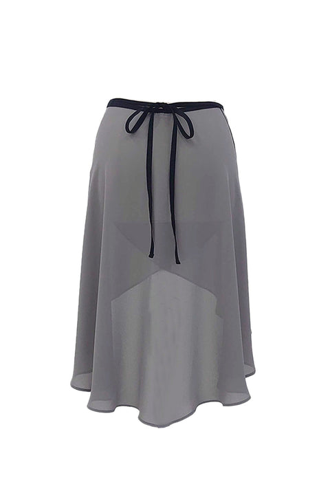 black ribbon wrap skirt / gray