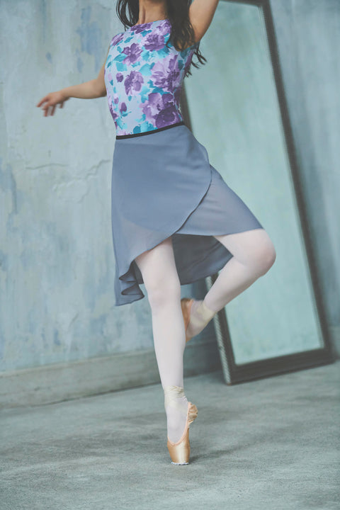 black ribbon wrap skirt / gray