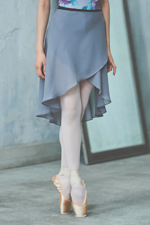 black ribbon wrap skirt / gray