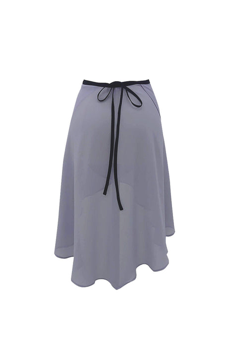 black ribbon wrap skirt / grayish blue
