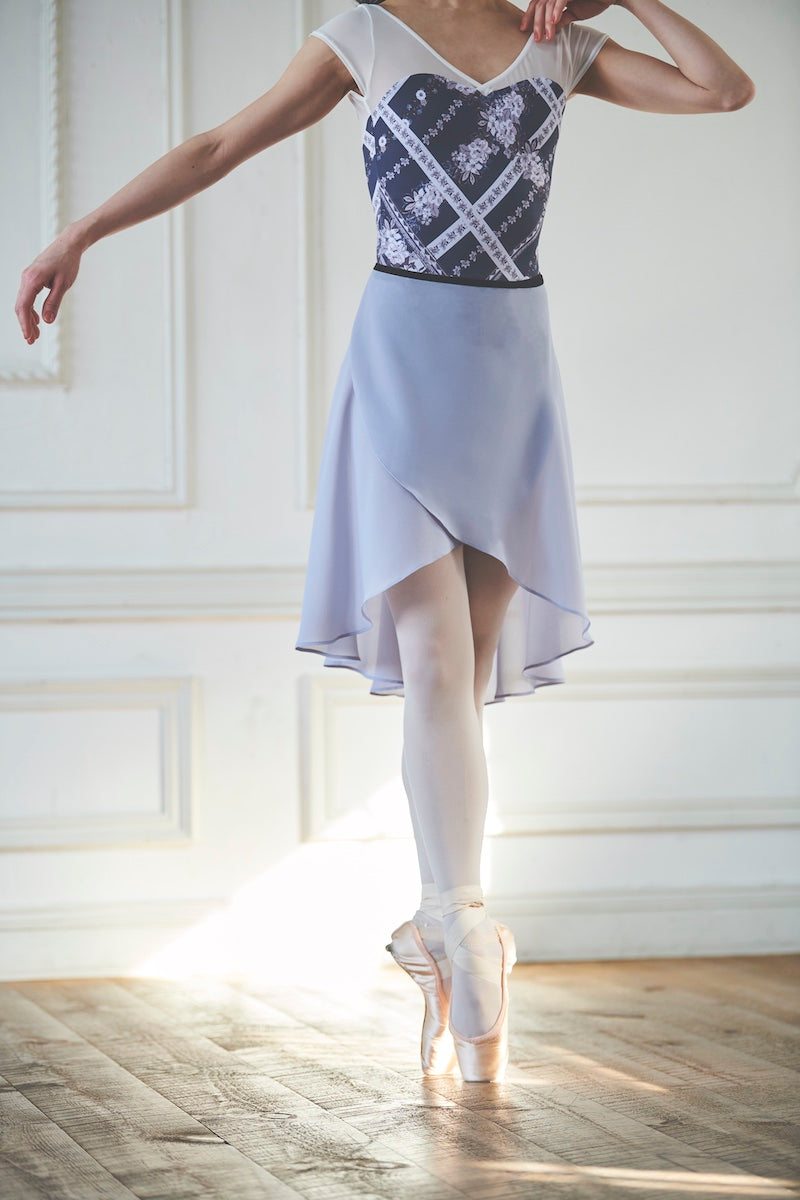 black ribbon wrap skirt / grayish blue