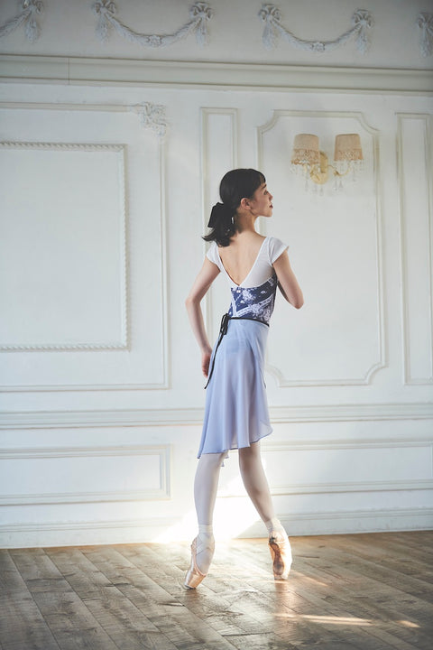 black ribbon wrap skirt / grayish blue
