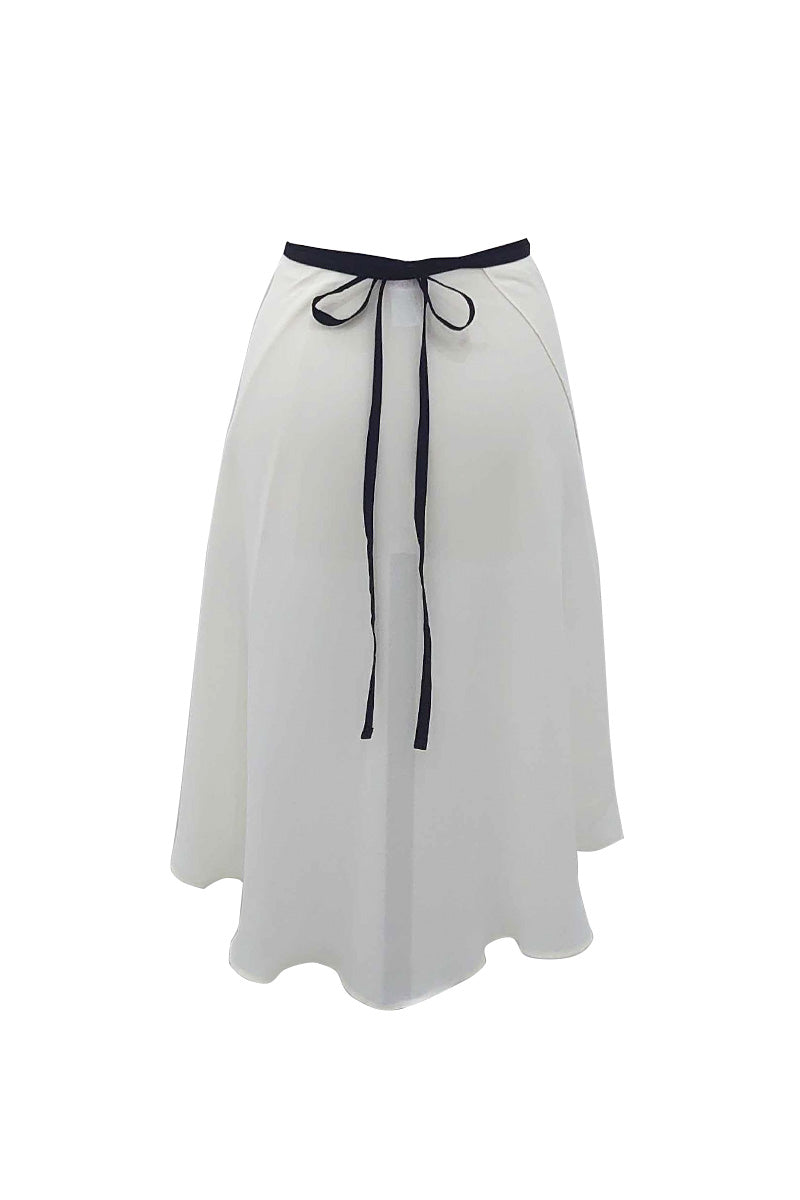 black ribbon wrap skirt / off white