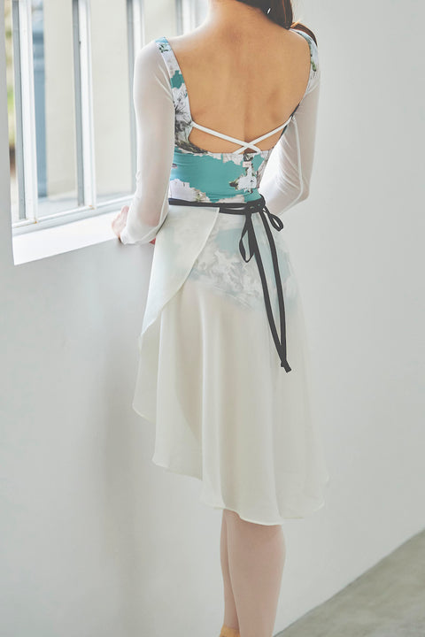 black ribbon wrap skirt / off white