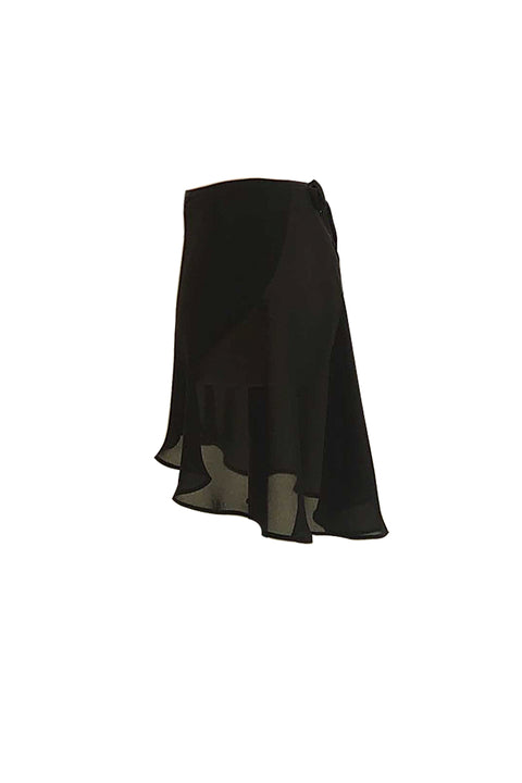 black ribbon wrap skirt / short / black