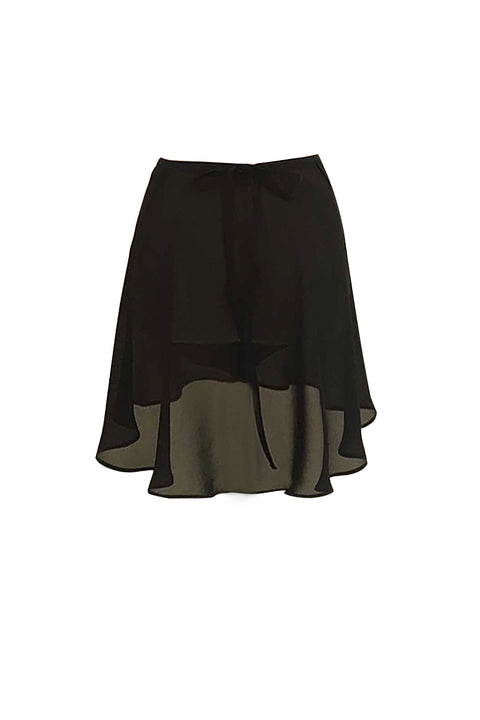 black ribbon wrap skirt / short / black