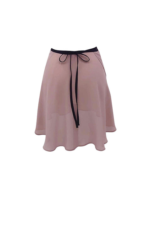black ribbon wrap skirt / short / dusty pink