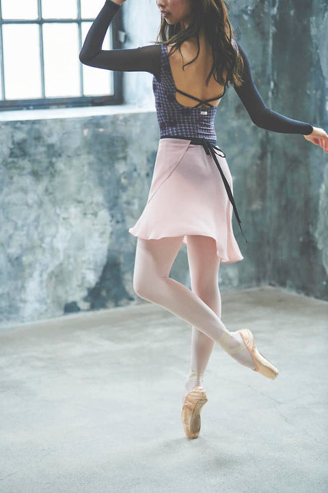 black ribbon wrap skirt / short / dusty pink