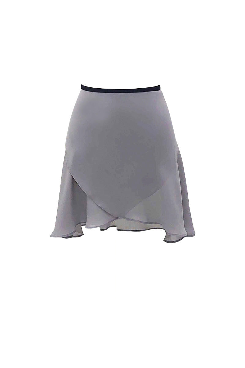 black ribbon wrap skirt / short / gray