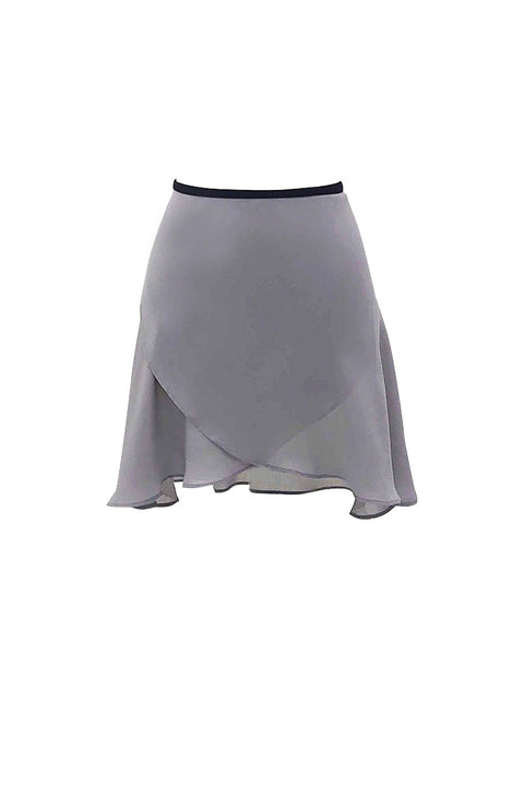 black ribbon wrap skirt / short / gray