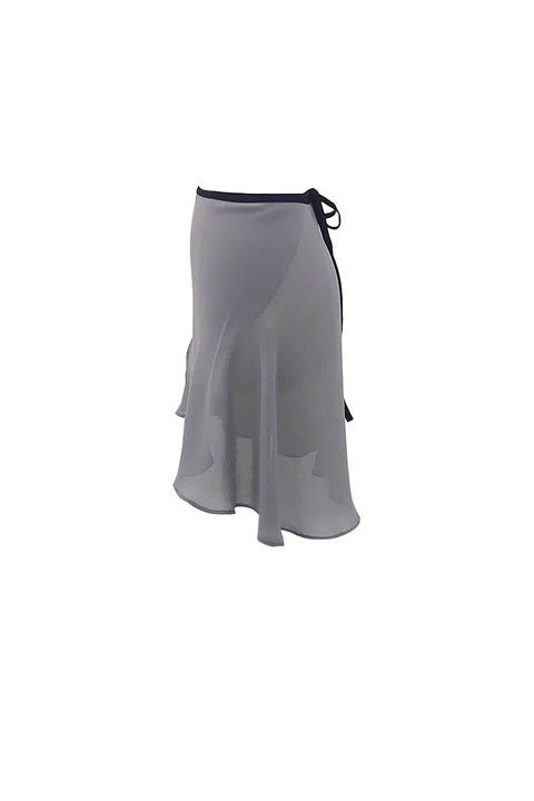 black ribbon wrap skirt / short / gray