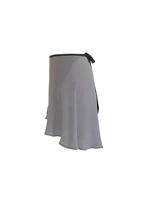 black ribbon wrap skirt / short / grayish blue