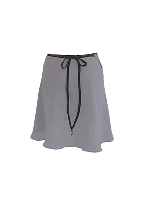 black ribbon wrap skirt / short / grayish blue