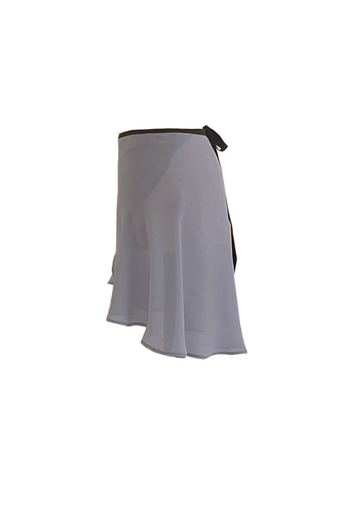 black ribbon wrap skirt / short / grayish blue
