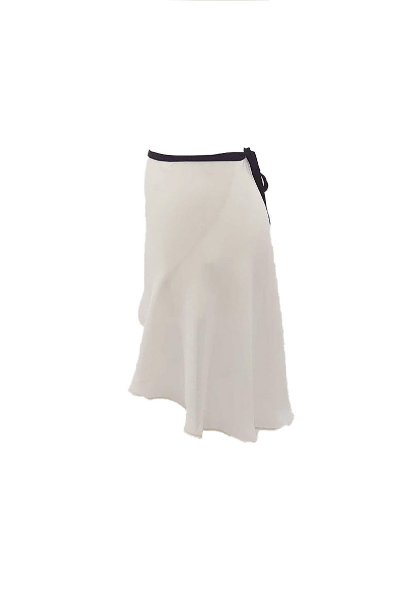 black ribbon wrap skirt / short / ivory