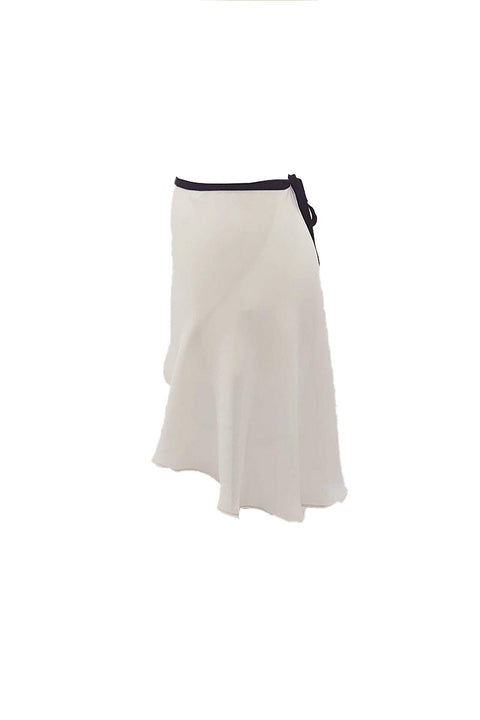 black ribbon wrap skirt / short / ivory