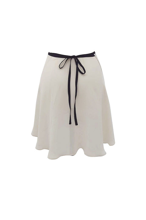 black ribbon wrap skirt / short / ivory
