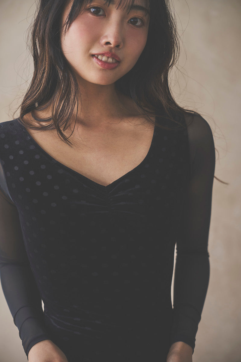 Retune.stina / butterfly long / velours dot black