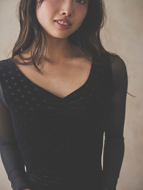 Retune.stina / butterfly long / velours dot black