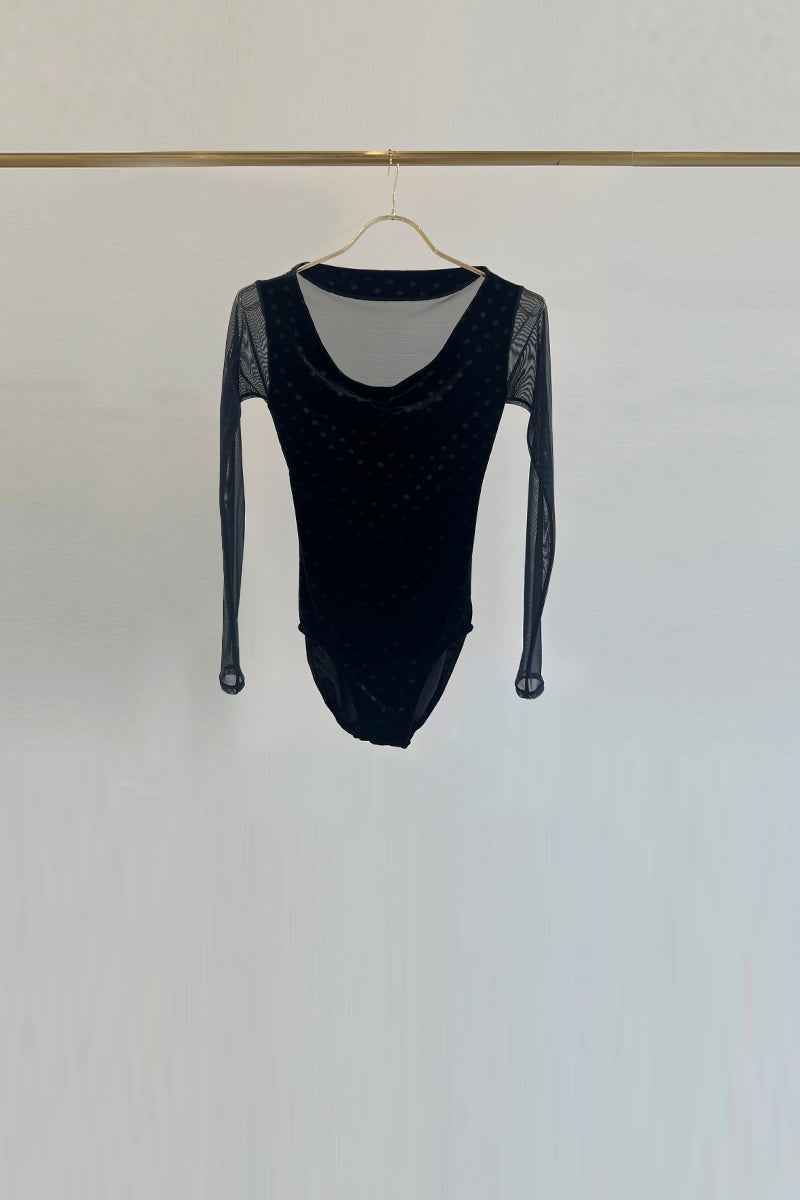 Retune.stina / butterfly long / velours dot black / girl