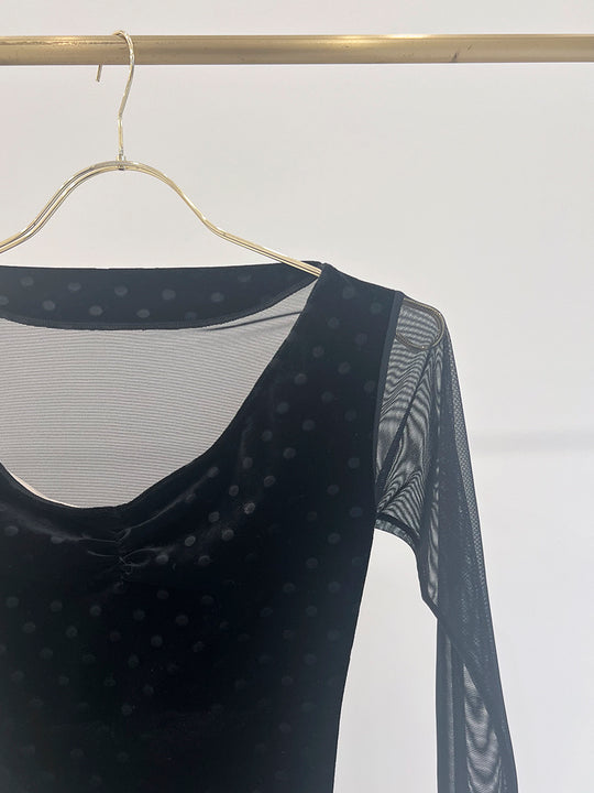 Retune.stina / butterfly long / velours dot black / girl