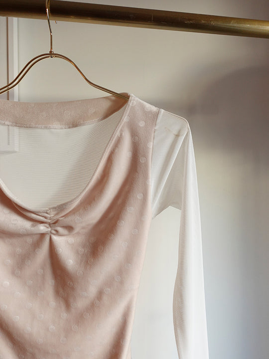 Retune.stina / butterfly long / velours dot off white