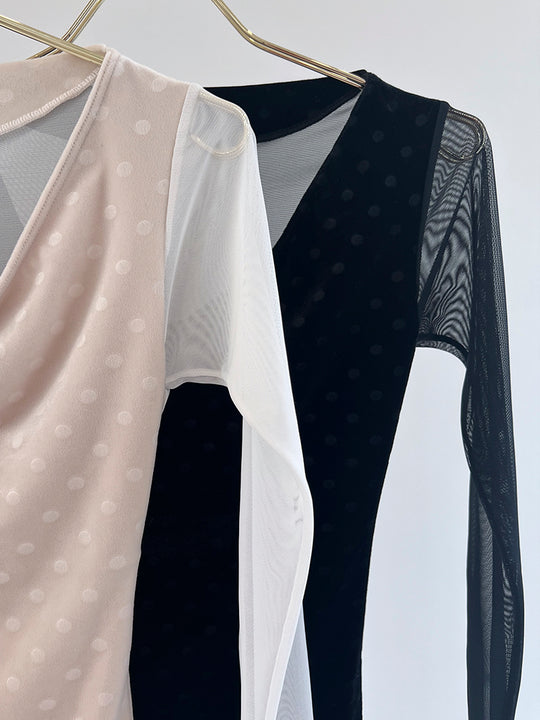 Retune.stina / butterfly long / velours dot off white / girl