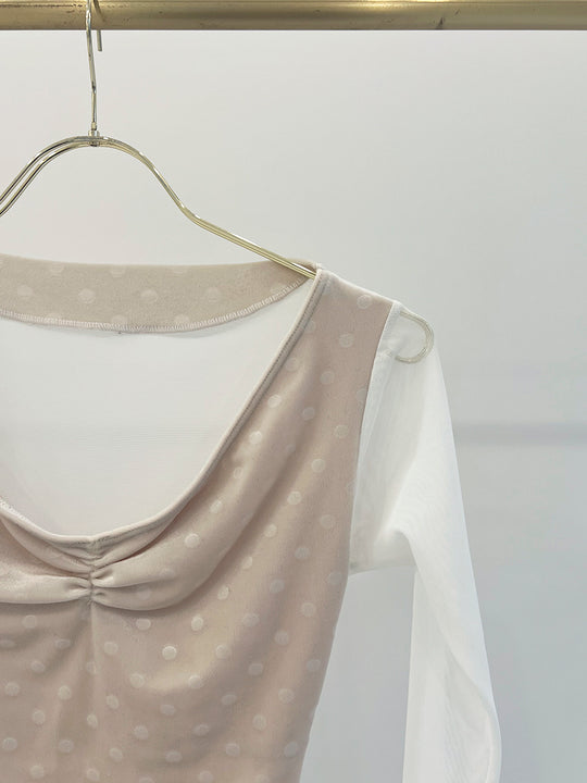 Retune.stina / butterfly long / velours dot off white / girl