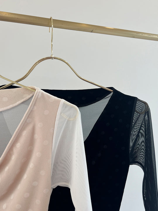 Retune.stina / butterfly long / velours dot off white / girl
