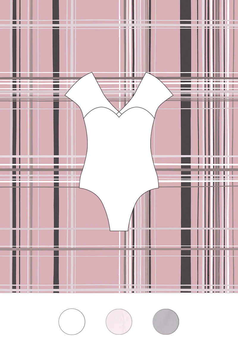 stina / type H half sleeve / silky pink check / custom