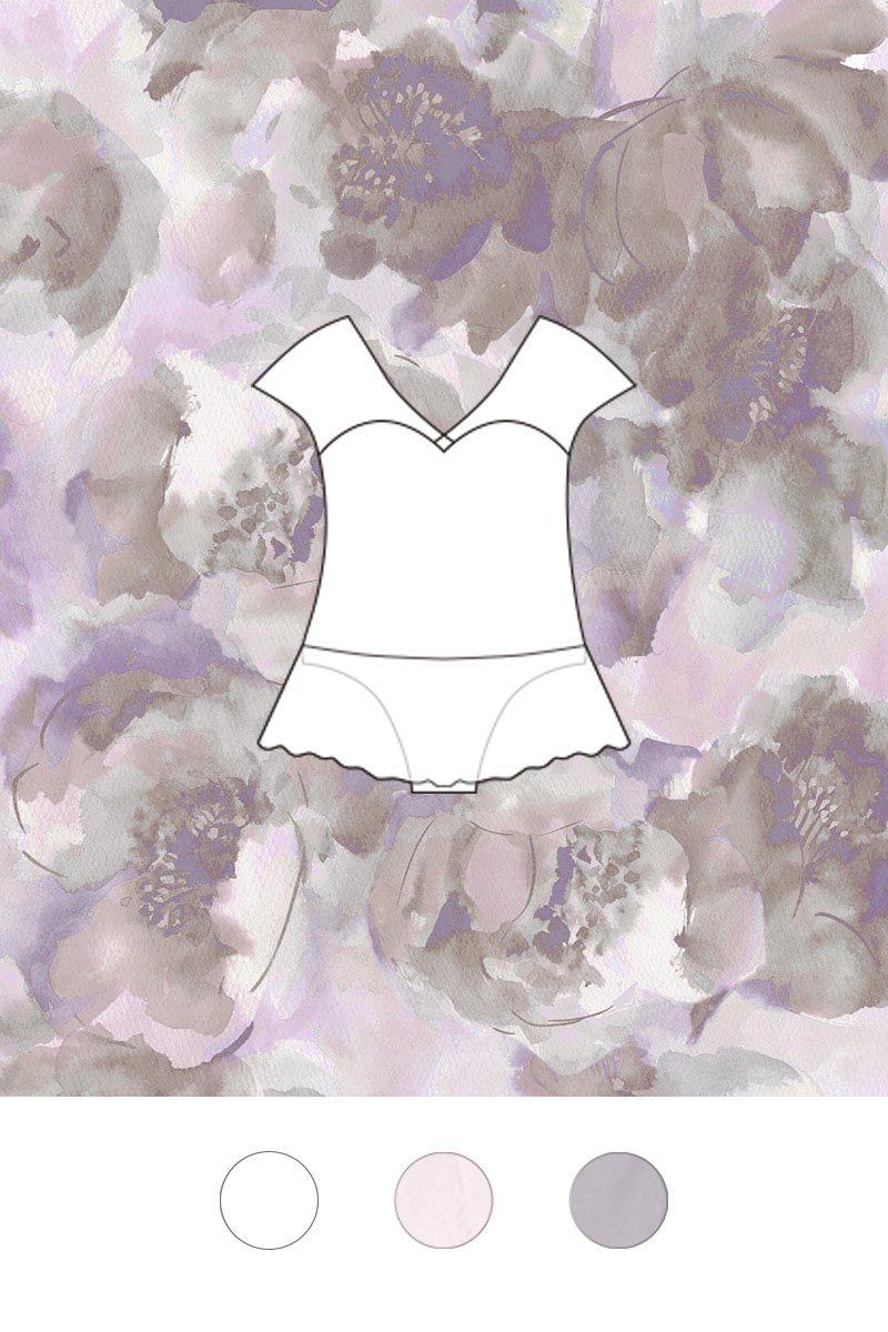 stina / type H half sleeve / blurred flower brown / kids & girl