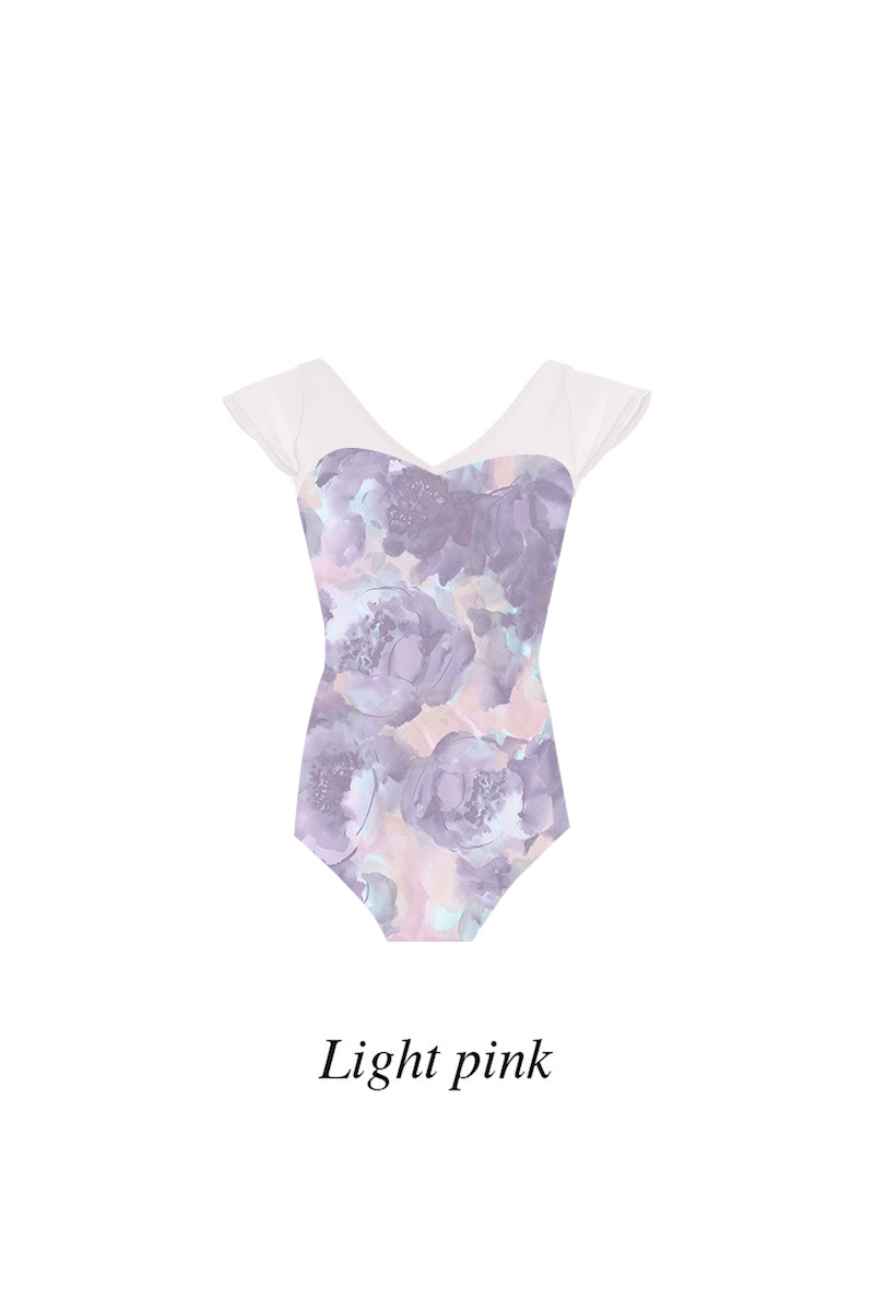 stina / type H half sleeve / blurred flower purple / kids & girl
