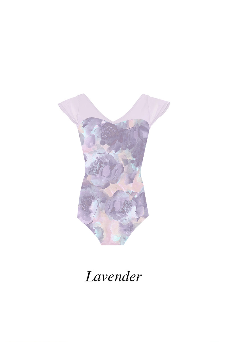 stina / type H half sleeve / blurred flower purple / kids & girl