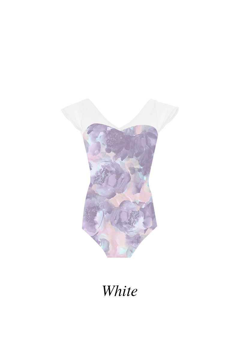 stina / type H half sleeve / blurred flower purple / kids & girl