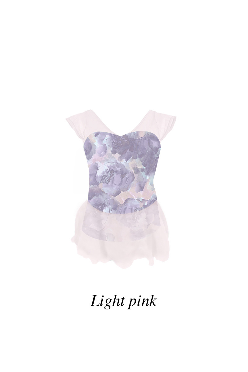 stina / type H half sleeve / blurred flower purple / kids & girl