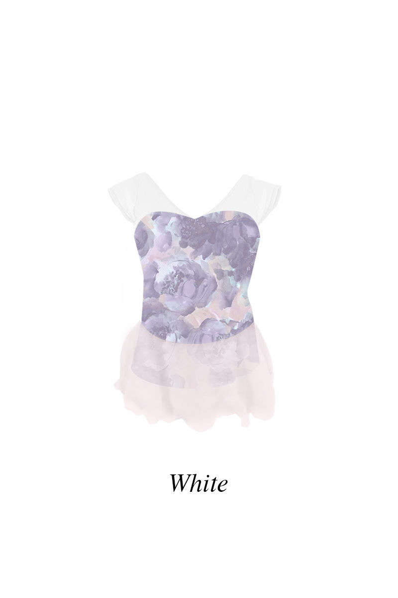 stina / type H half sleeve / blurred flower purple / kids & girl