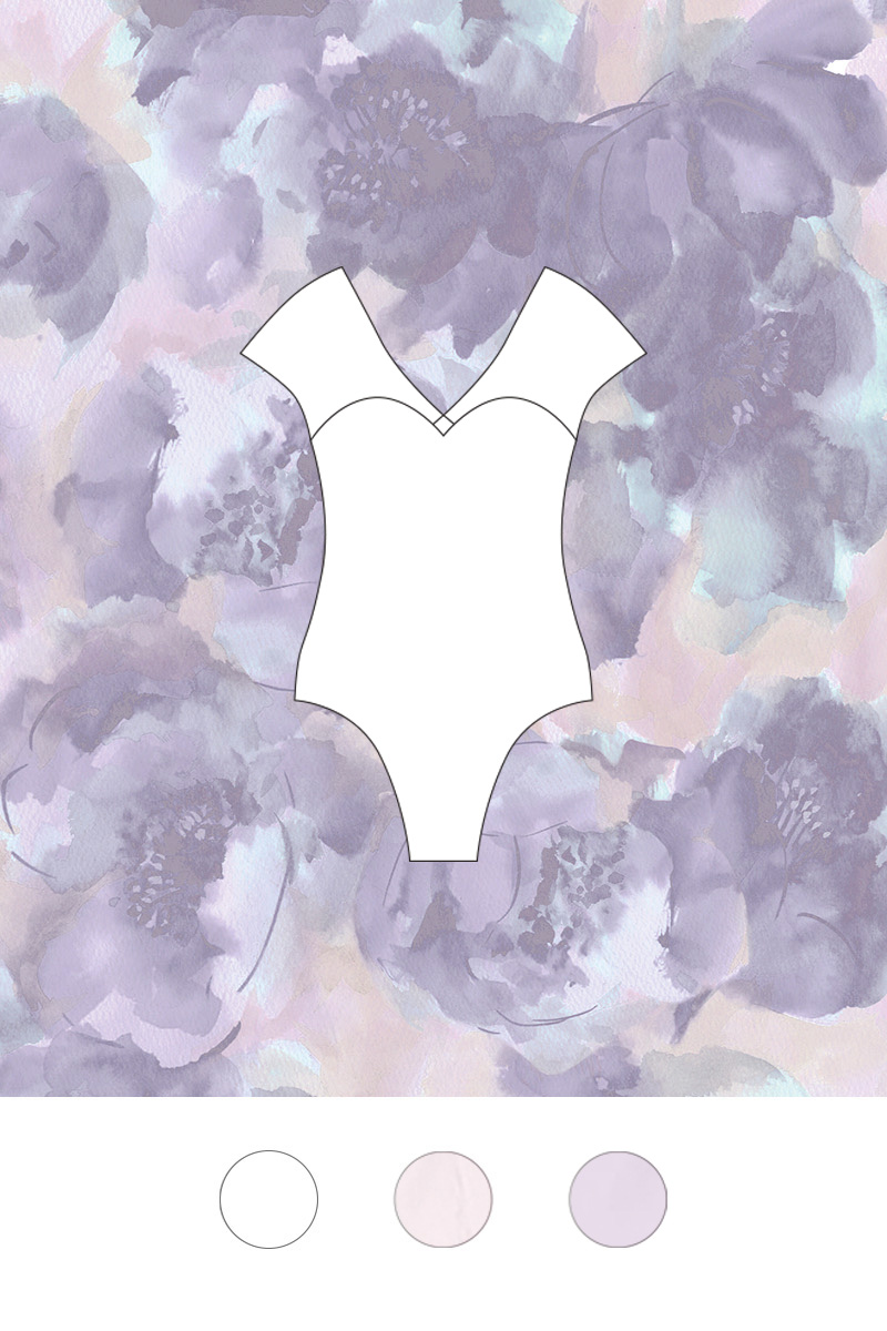 stina / type H half sleeve / blurred flower purple / kids & girl